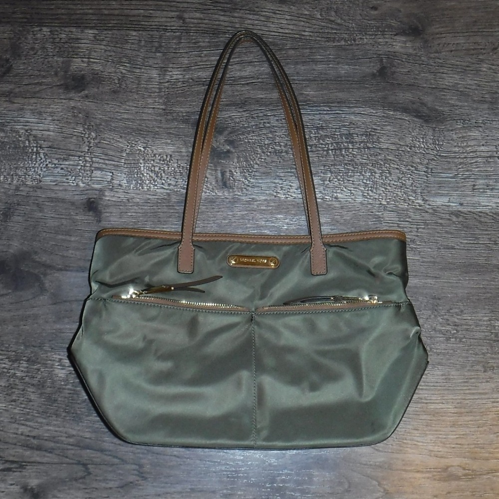 Michael Kors Tote Bag Olive Green Shoulder Bag Zip Pockets‎ Designer